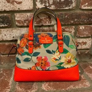 Kate Spade Floral Grove Court Maise Satchel in Vibrant Orange